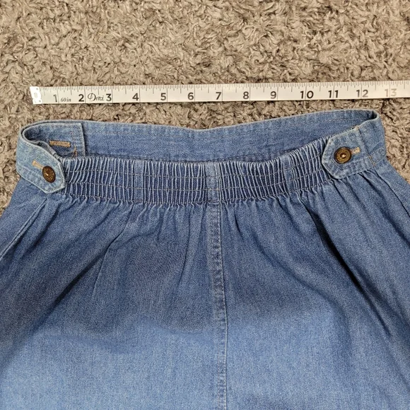 Vintage Koret City Blues Size 12 Maxi Skirt Blue Denim Pockets Elastic Waist - Picture 7 of 14